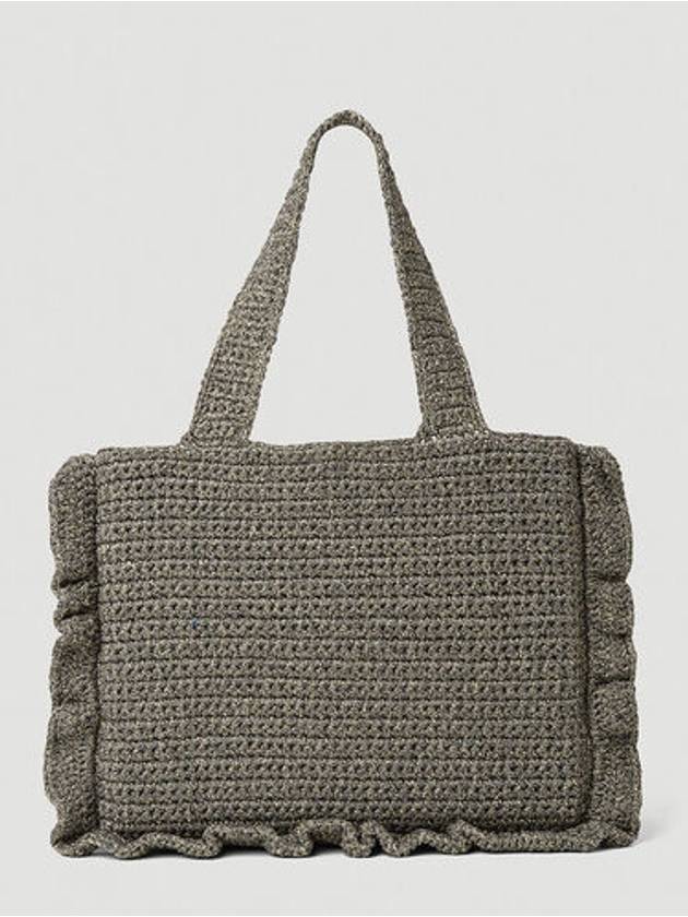 Crochet Frill Tote Bag Black - GANNI - BALAAN 4