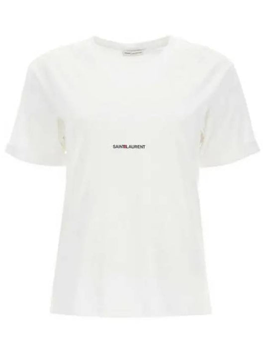 Rive Gauche Short Sleeve T-Shirt White - SAINT LAURENT - BALAAN 2