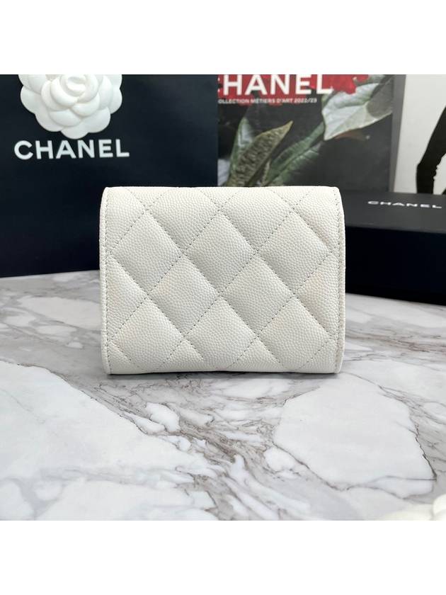 Women's CC Logo Caviar Flap Card Wallet White - CHANEL - BALAAN 5