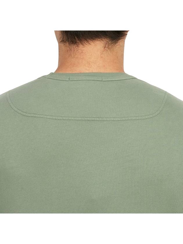 Brushed Cotton Fleece Garment Dyed Crewneck Sweatshirt Sage Green - STONE ISLAND - BALAAN 8