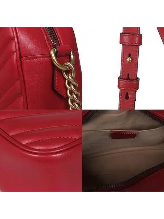 447632 GG gold plated red leather Marmont matelass shoulder cross bag - GUCCI - BALAAN 5