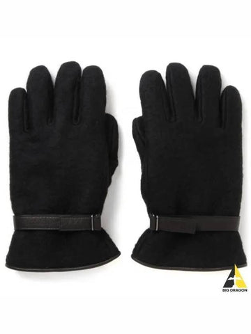 BRUSHED ALPACA WOOL MELTON GLOVES BLACK A23AG08AS M - AURALEE - BALAAN 1