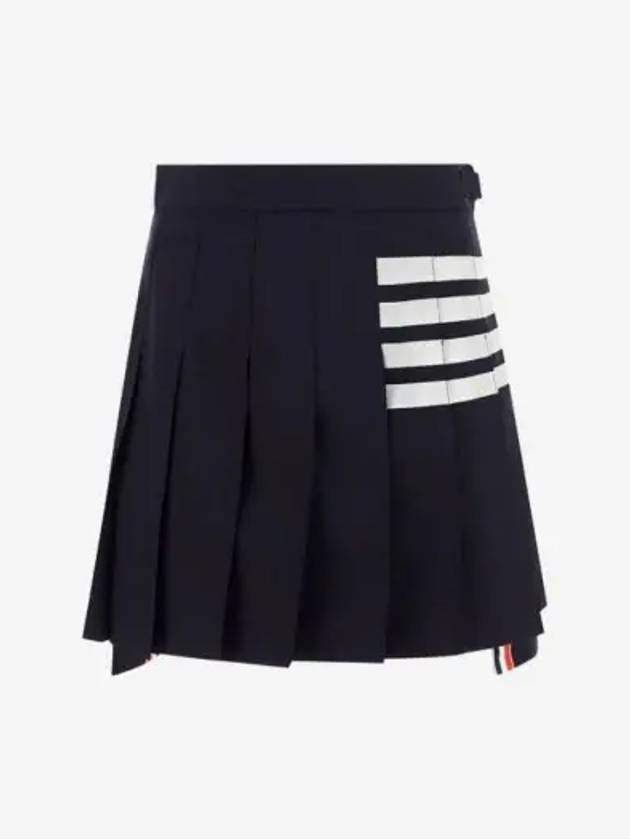 4 Bar Plain Weave Mini Pleated Skirt Navy - THOM BROWNE - BALAAN 3