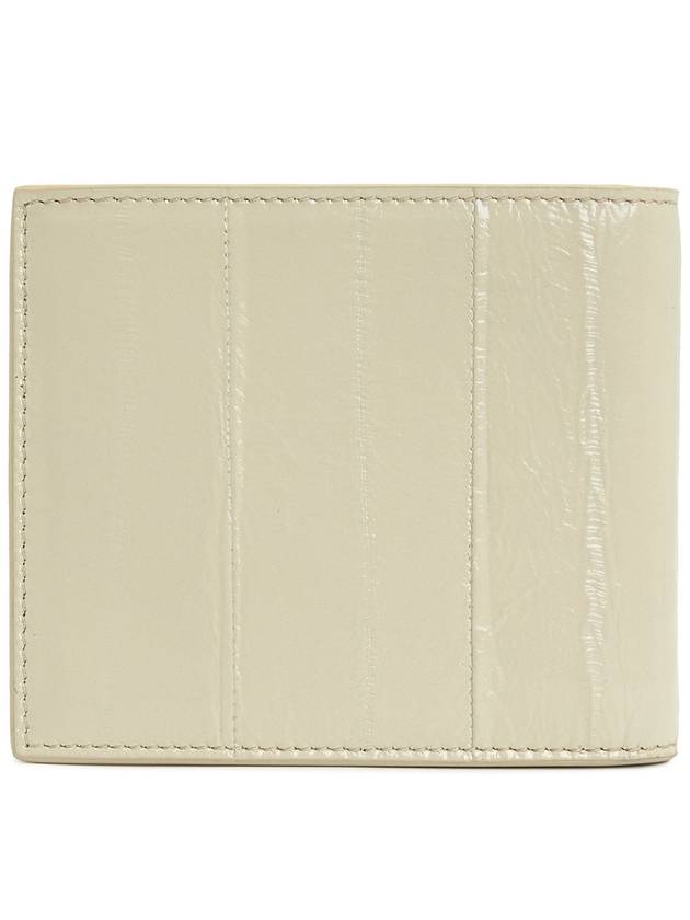 Texture Leather Half Wallet Beige - SAINT LAURENT - BALAAN 3