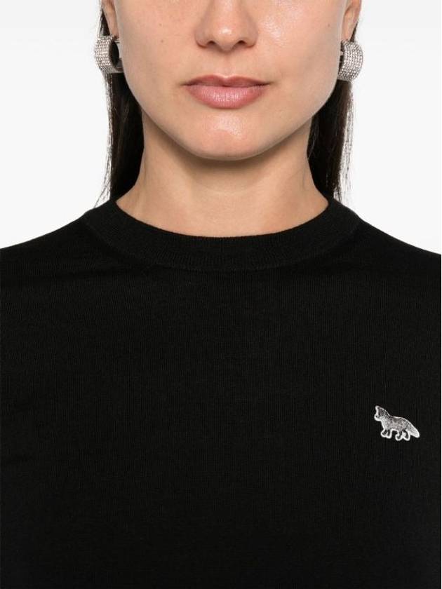 Women's Baby Fox Patch Regular Knit Top Black - MAISON KITSUNE - BALAAN 5