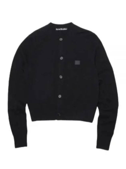 Face Patch Crop Cardigan Black - ACNE STUDIOS - BALAAN 2