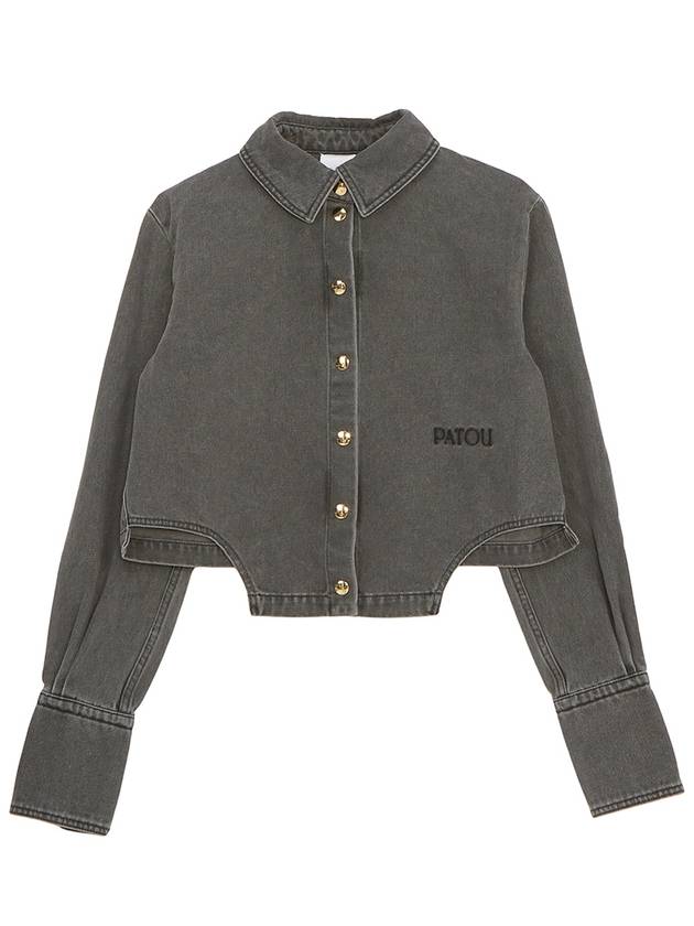 Embroidered Logo Cropped Denim Jacket Grey - PATOU - BALAAN 2