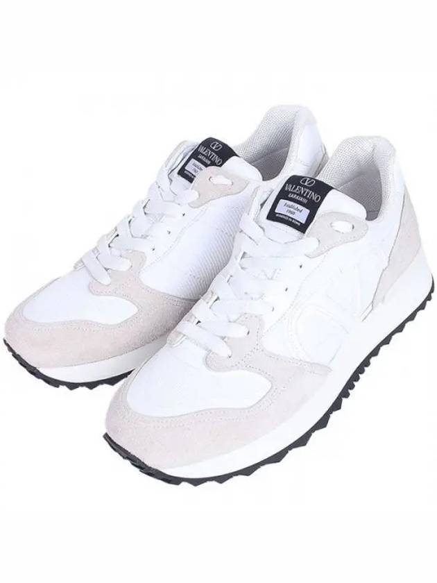 V Logo Face Low Top Sneakers Beige White - VALENTINO - BALAAN 2