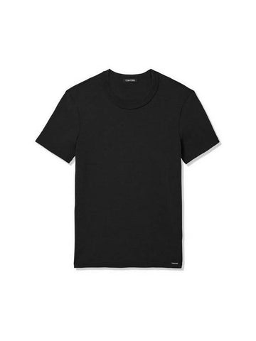 Cotton Crew Neck Short Sleeve T-Shirt Black - TOM FORD - BALAAN.