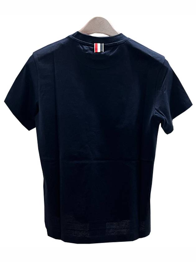 Logo Patch Lightweight Jersey Relaxed Fit Short Sleeve T-Shirt Navy - THOM BROWNE - BALAAN 4