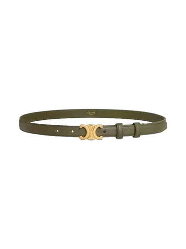 Women's Small Triomphe Smooth Calfskin Belt Dark Olive - CELINE - BALAAN 1