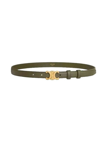 Women's Small Triomphe Smooth Calfskin Belt Dark Olive - CELINE - BALAAN 1