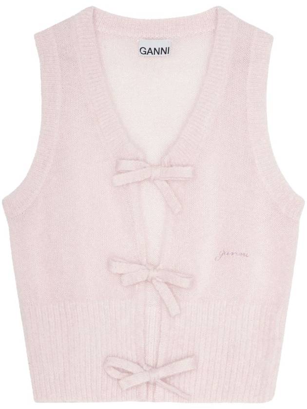 Tie String Light Mohair Vest Pink - GANNI - BALAAN 2