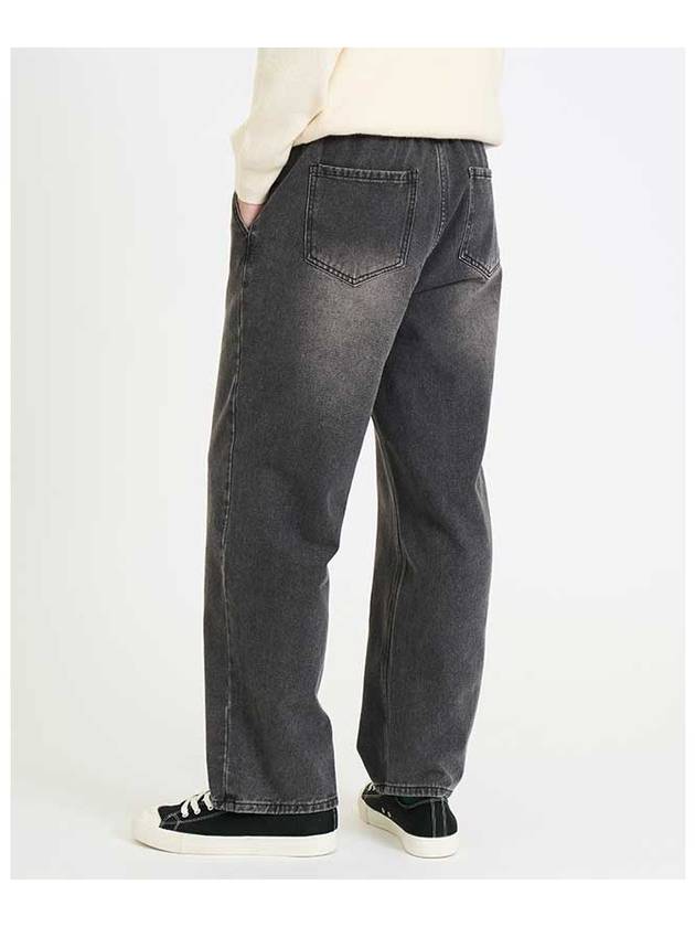 Wide fit banding denim pants WASHED GRAY - BLACKBROWN - BALAAN 3