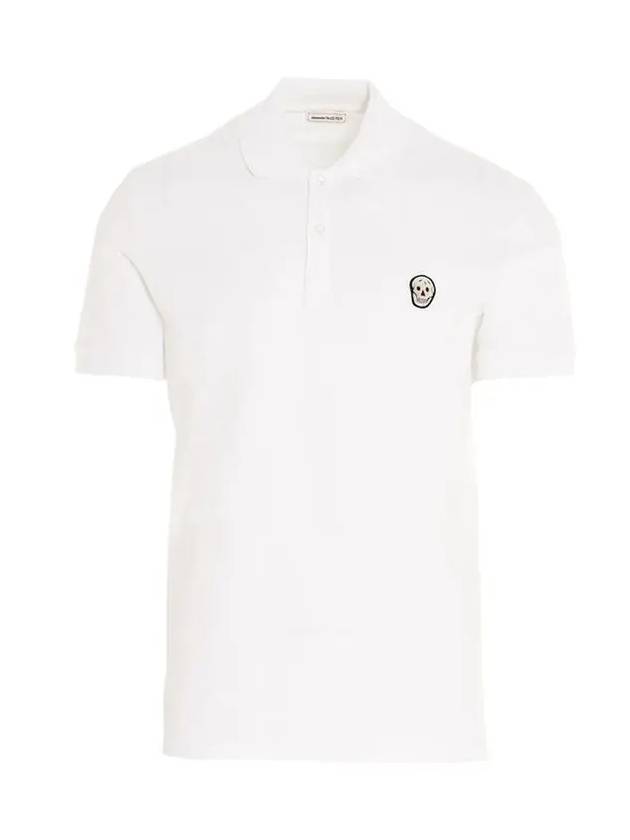 Skull Patch Polo Shirt White - ALEXANDER MCQUEEN - BALAAN 2