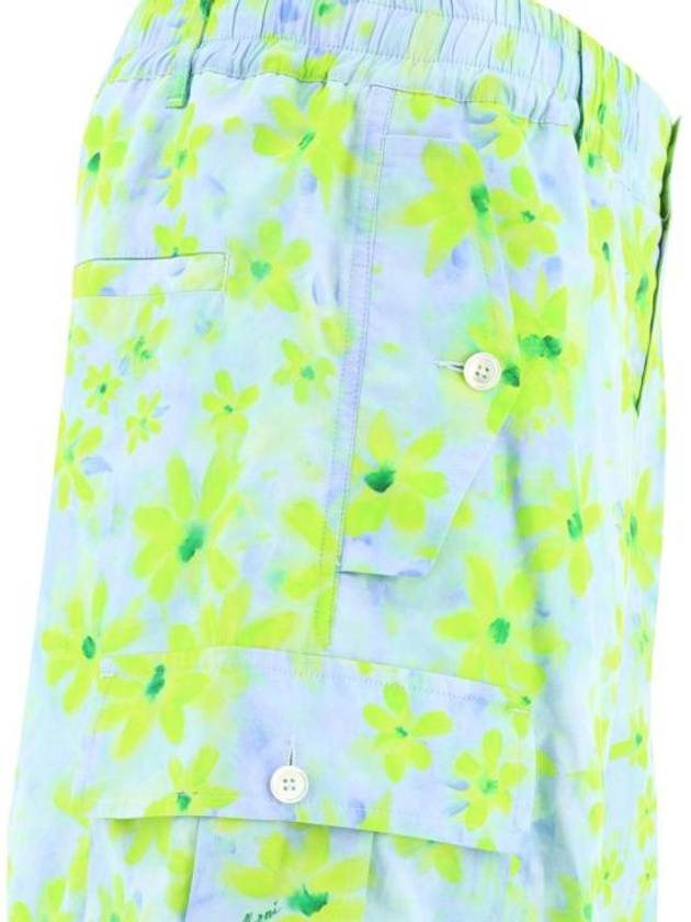 Floral Print Cargo Straight Pants Light Blue - MARNI - BALAAN 5