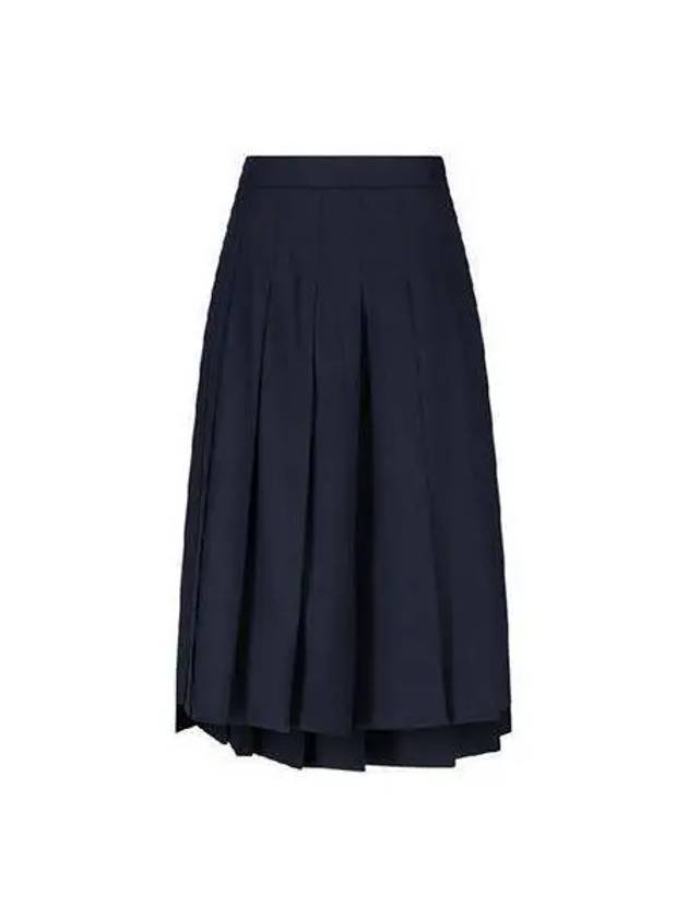 Women s Drop Back Pleated Wool Skirt Navy FGC400V 00626 - THOM BROWNE - BALAAN 1