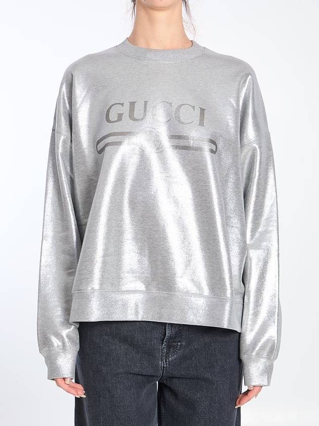 Printed Cotton Jersey Sweatshirt Silver - GUCCI - BALAAN 2