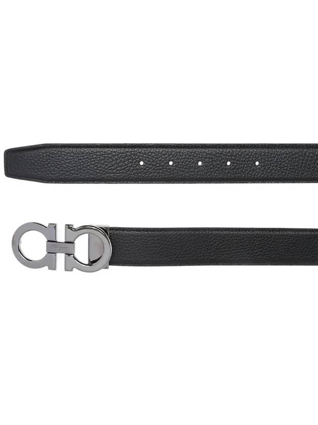 Reversible Gancini Leather Belt Dark Brown Black - SALVATORE FERRAGAMO - BALAAN 5