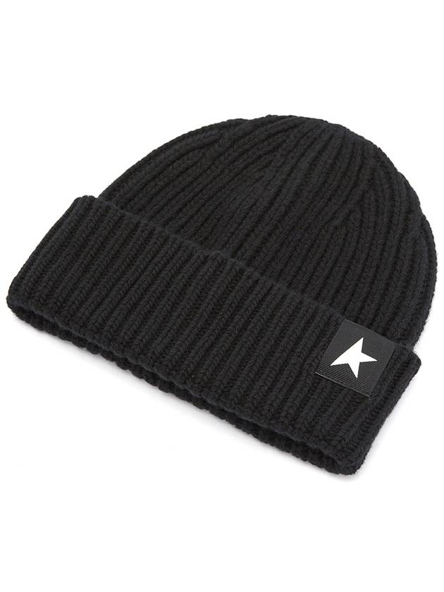 Star Logo Ribbed Wool Beanie Black - GOLDEN GOOSE - BALAAN 4