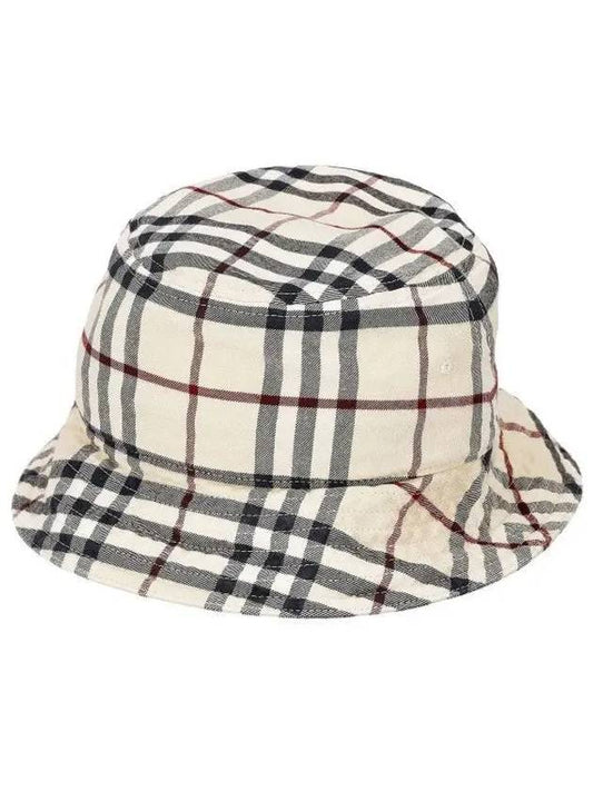 Stone Check Cotton Bucket Hat Beige - BURBERRY - BALAAN 2