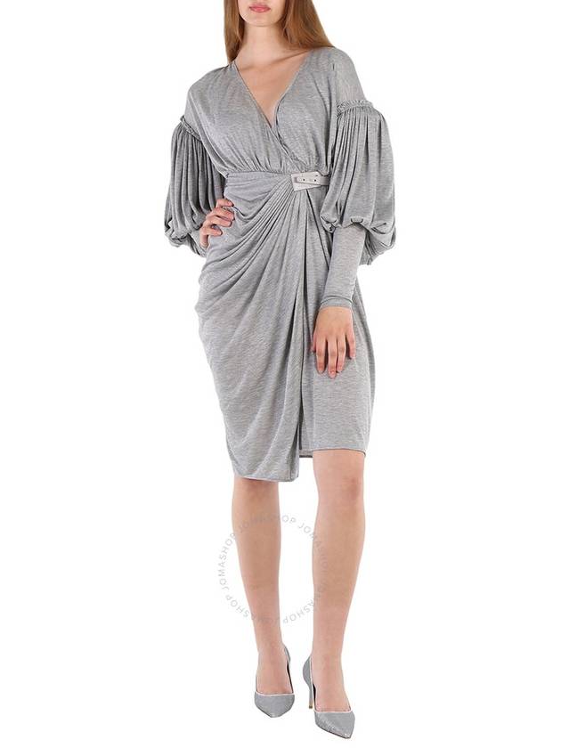 Women's Melange Balloon Sleeve Midi Dress Pewter - BURBERRY - BALAAN 2