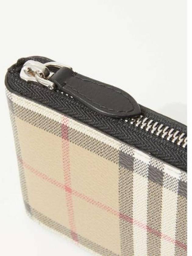 Checked Zipped Half Wallet Beige - BURBERRY - BALAAN 5