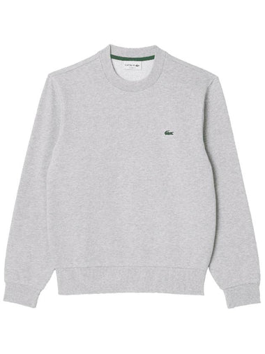 Basic Classic Fit Crew Neck Sweatshirt Melange Gray - LACOSTE - BALAAN 1