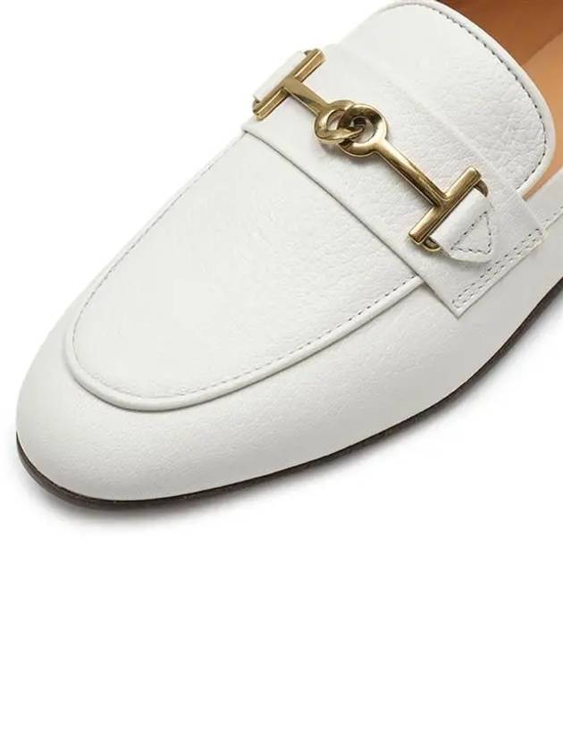 Women's Double T Logo Leather Loafers White - TOD'S - BALAAN 5