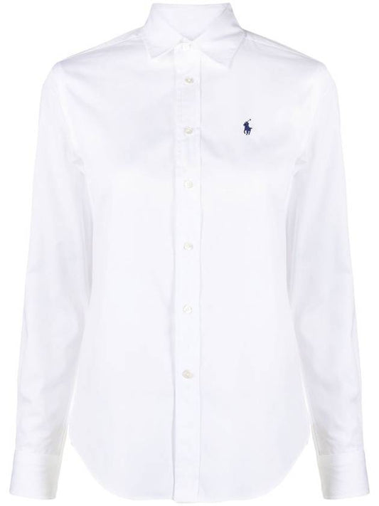 Embroidered Pony Logo Cotton Long Sleeve Shirt White - POLO RALPH LAUREN - BALAAN 1