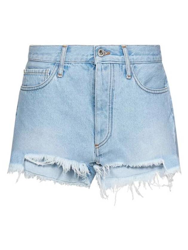 Twisted Logo Patch Denim Shorts Blue - OFF WHITE - BALAAN 2