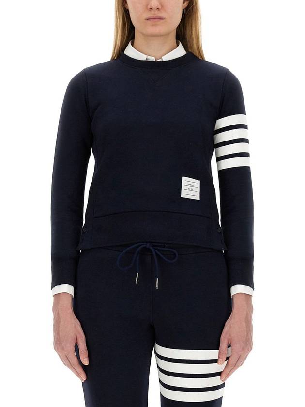 Engineered 4 Bar Stripe Loopback Jersey Knit Crewneck Sweatshirt Navy - THOM BROWNE - BALAAN 2