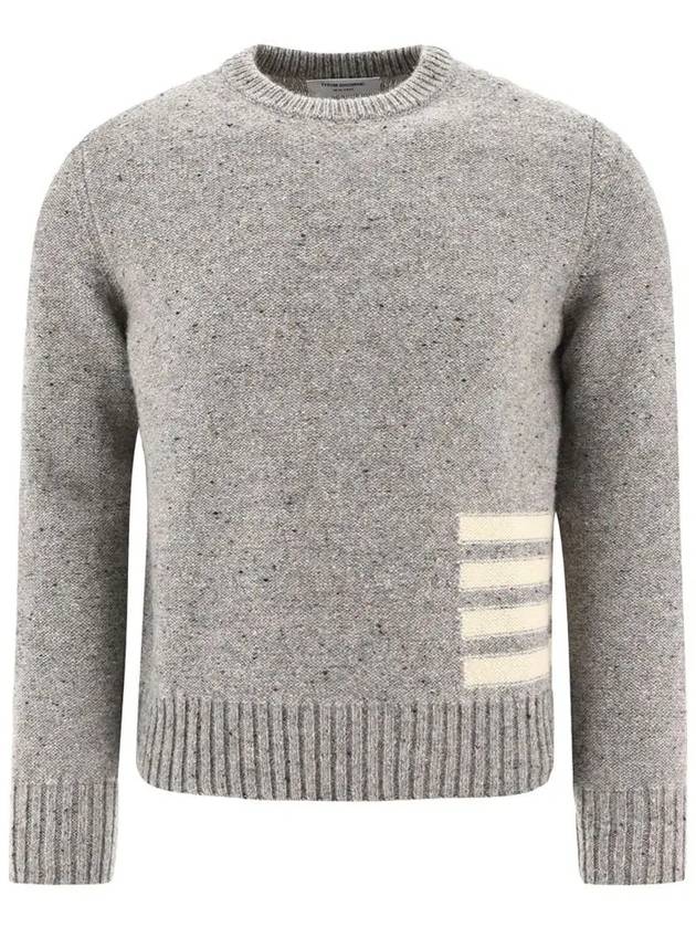 Donegal 4-Bar Striped Crew Neck Wool Knit Top Light Grey - THOM BROWNE - BALAAN 2