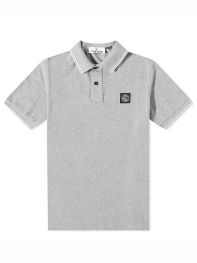 Stretch Cotton Pique Short Sleeve Polo Shirt Dust Melange - STONE ISLAND - BALAAN 2