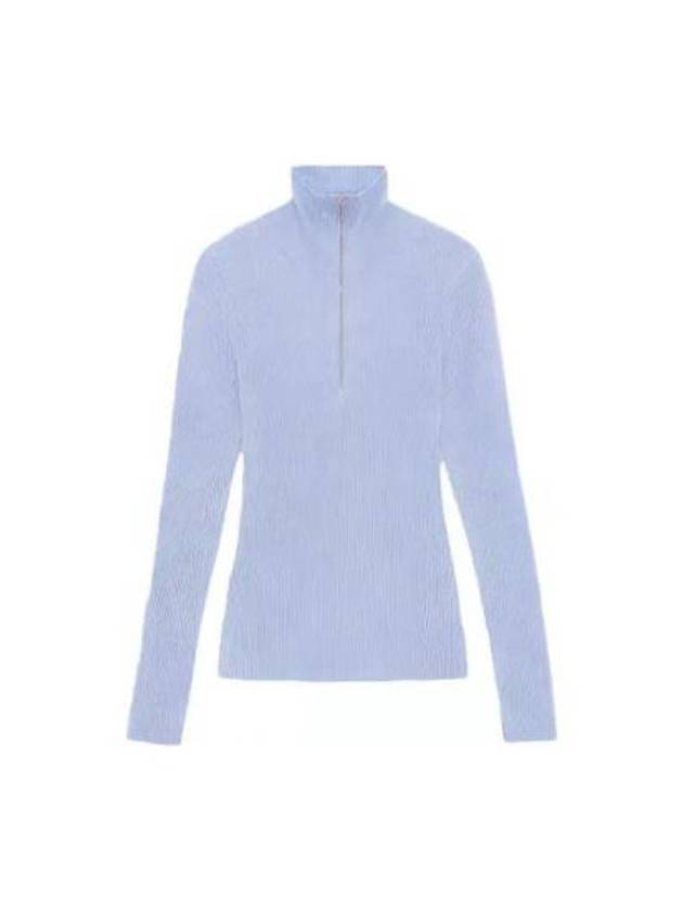 Half Zipper Rib Turtleneck Blue - GANNI - BALAAN 2