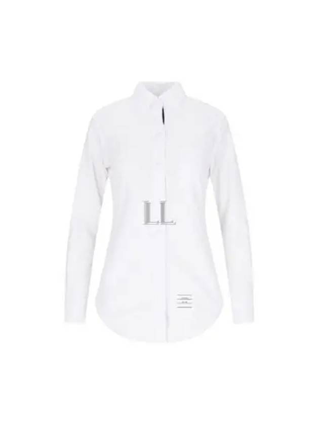 Men's Grosgrain Placket Solid Poplin Long Sleeve Shirt White - THOM BROWNE - BALAAN 2