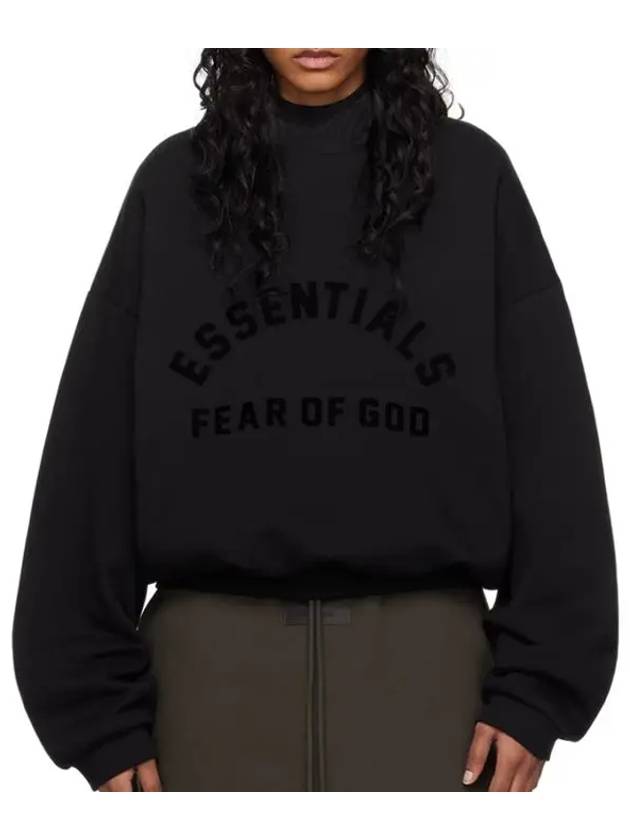 High neck stretch nylon taffeta hoodie jet black - FEAR OF GOD ESSENTIALS - BALAAN 1