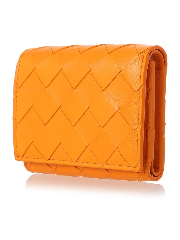 Intrecciato 3-stage bifold zipper halfwallet orange - BOTTEGA VENETA - BALAAN.