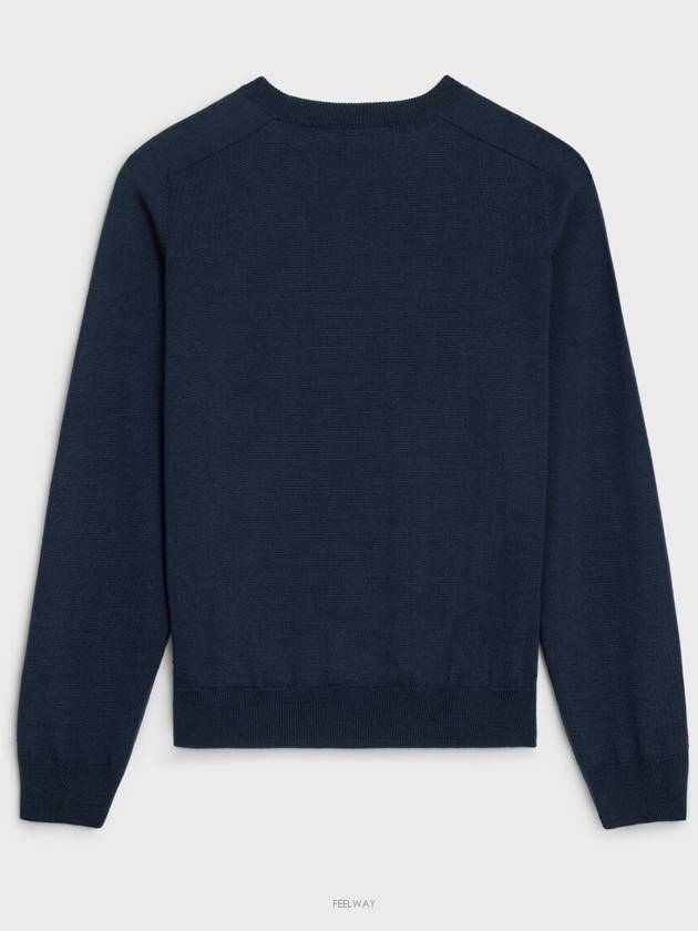 Triomphe Crew Neck Wool Knit Top Navy - CELINE - BALAAN 3