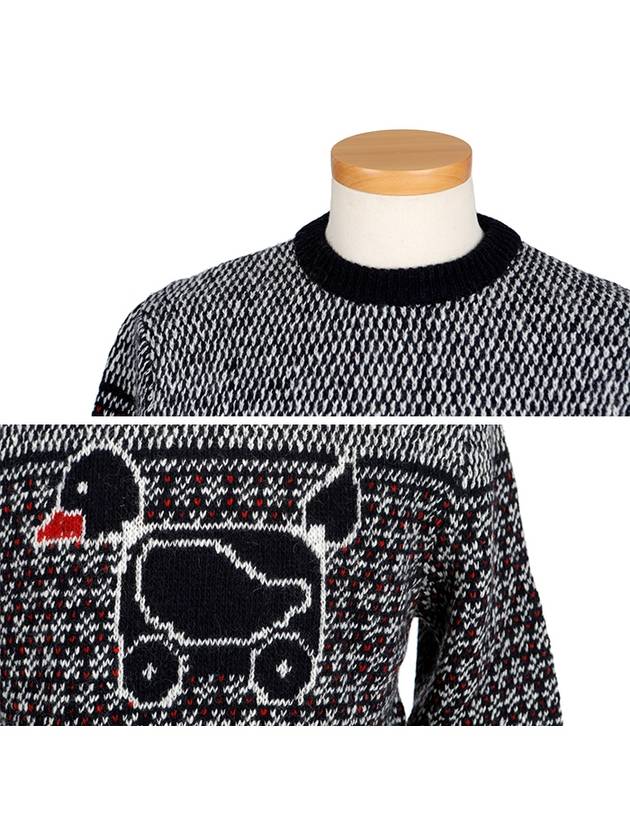 Mohair Duck Toy Motif Tweed Knit Top Navy - THOM BROWNE - BALAAN 5