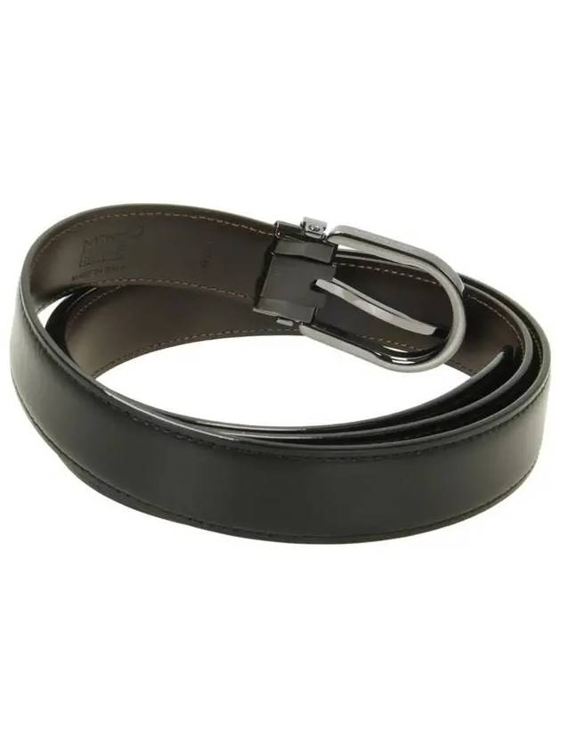 Horseshoe Buckle 30mm Reversible Leather Belt Black Brown - MONTBLANC - BALAAN 4