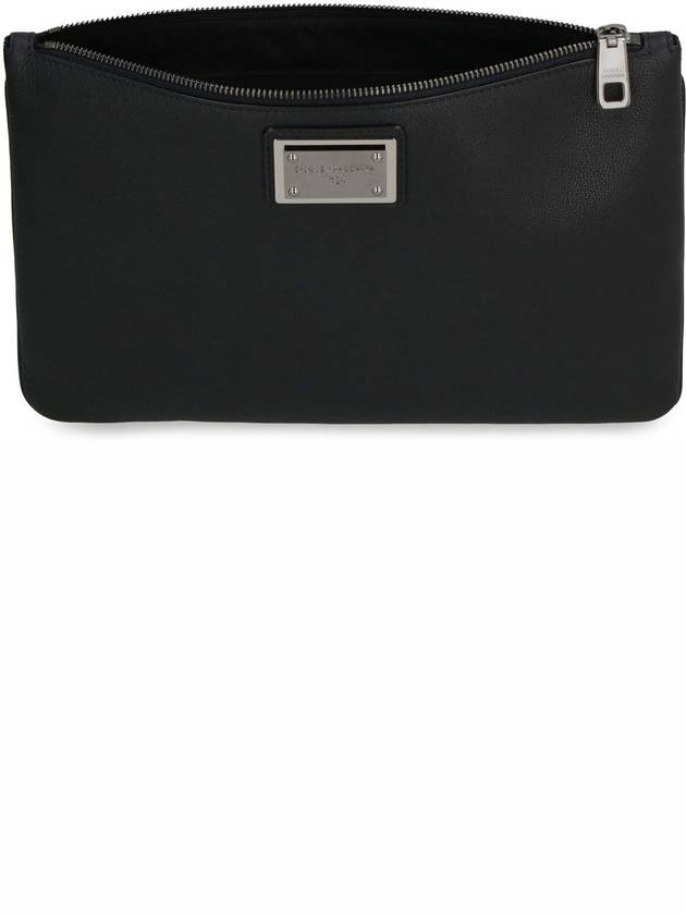 Metal Logo Grain Calfskin Clutch Bag Black - DOLCE&GABBANA - BALAAN 6