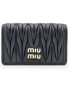 Matelasse Nappa Leather Half Wallet Black - MIU MIU - BALAAN 3