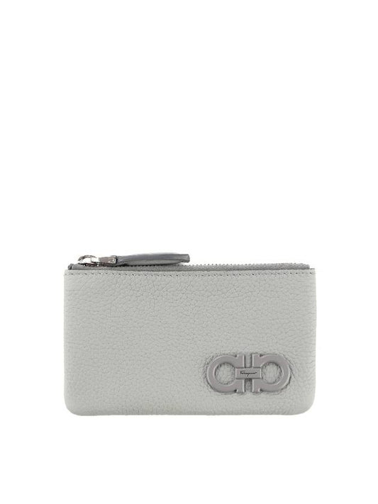 Gancini Zipper Card Wallet Blue Grey - SALVATORE FERRAGAMO - BALAAN 2