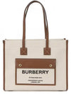 Freya Small Canvas Leather Tote Bag Natural Tan - BURBERRY - BALAAN 2