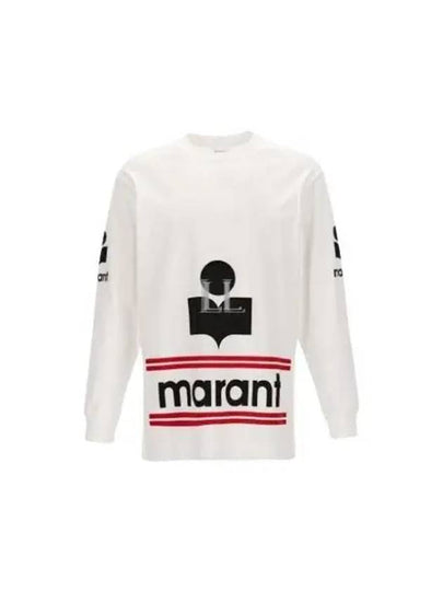 Logo Print Cotton Long Sleeve T Shirt White - ISABEL MARANT - BALAAN 2