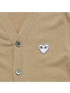 White Heart Wappen Wool Cardigan Beige - COMME DES GARCONS - BALAAN 4