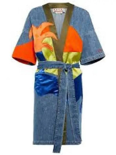 Color Block Dusty Denim Cotton Bathrobe Blue - MARNI - BALAAN 2