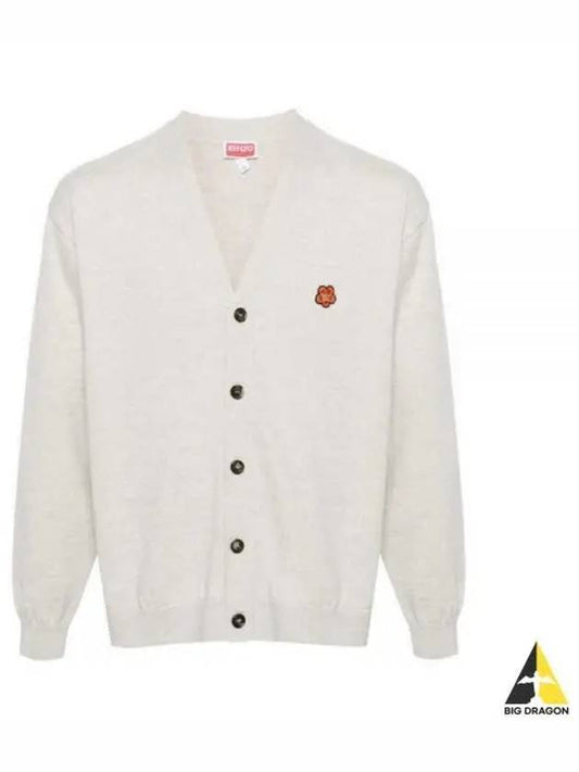 Boke Flower Crest Wool Cardigan Light Grey - KENZO - BALAAN 2