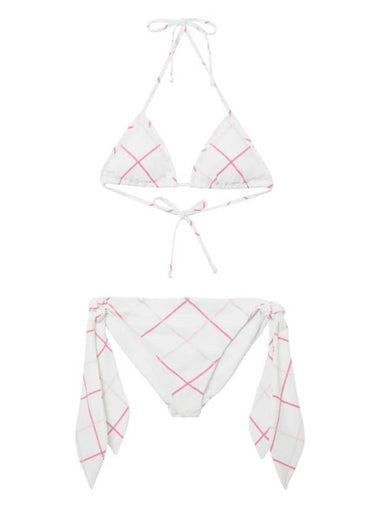 Check Tie Closure Bikini Set White - BURBERRY - BALAAN 1